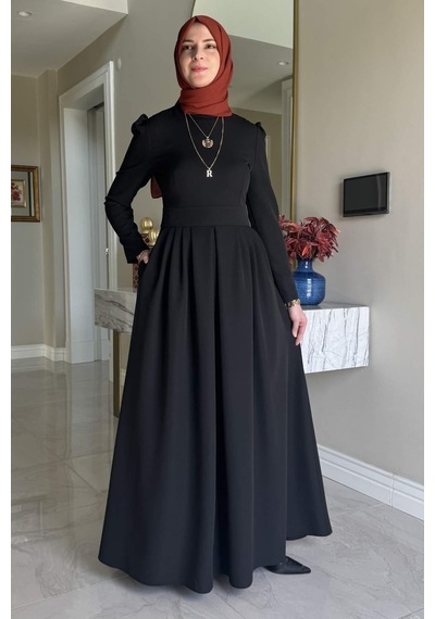 Rabia Şamlı Rose Elbise Siyah Normal