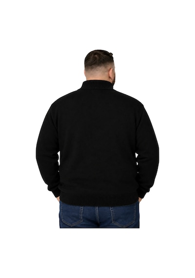 Battalmoda Erkek Büyük Beden Siyah Hattush Fermuarlı Dik Yaka Triko Kazak 3xl-4xl-5xl-6xl