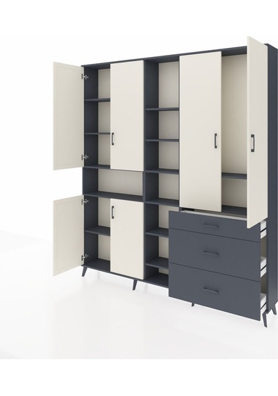 Arges Dolap 13 Raflı 3 Çekmeceli 6 Kapaklı 220x30x243 Antrasit-aytaşı/antrasit Aytası/antrasıt Arges Dolap 13 Raflı 3 Çekmeceli 6 Kapaklı 220x30x243 Antrasit-aytaşı/antrasit Aytası/antrasıt
