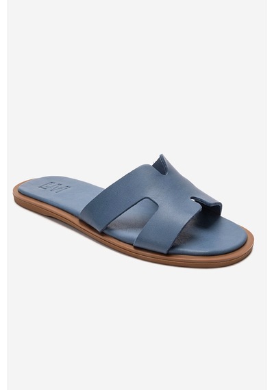Luvishoes Bıora Mavi Hakiki Deri Kadın Terlik