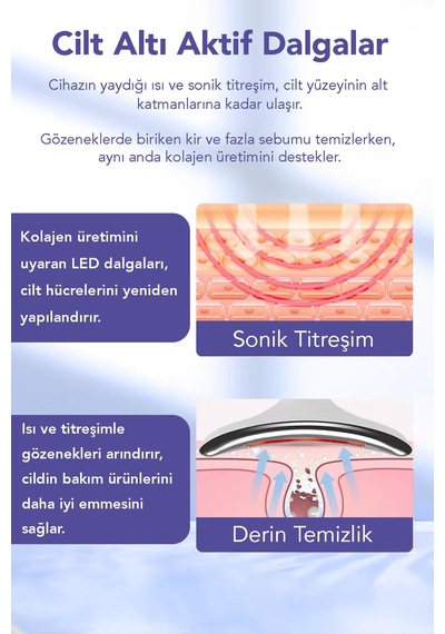 Boyun Ve Yüz Masaj Cihazı - 7 Modlu Led Işıklı Titreşimli Gıdık Sarkma Kırışıklık Güzellik Cihazı Beyaz