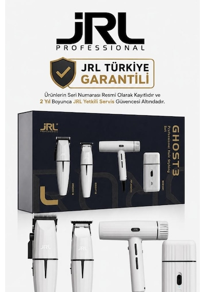 Jrl Professional Ghost Kit 3 Saç Kesim, Çizim, Sakal Ve Fön Makinesi 4'lü Set Beyaz