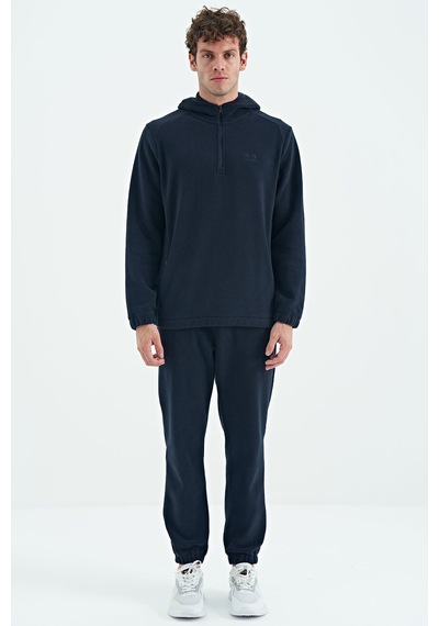 Tommy Life Hektor Lacivert Kapüşonlu Polar Erkek Eşofman Takım - 85227 Lacivert