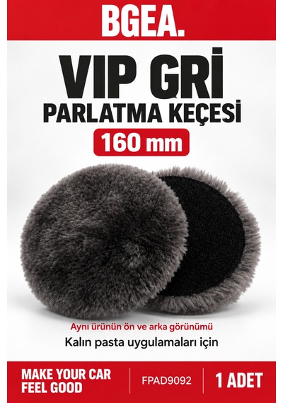 Bgea Vıp Gri Parlatma Keçesi 160 Mm Kalın Pasta Polisaj Pedi 1 Adet