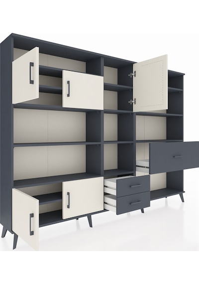 Arges Dolap 13 Raflı 3 Çekmeceli 5 Kapaklı 220x30x163 Antrasit-ay Antrasit-aytaşı/antrasit Arges Dolap 13 Raflı 3 Çekmeceli 5 Kapaklı 220x30x163 Antrasit-ay Antrasit-aytaşı/antrasit
