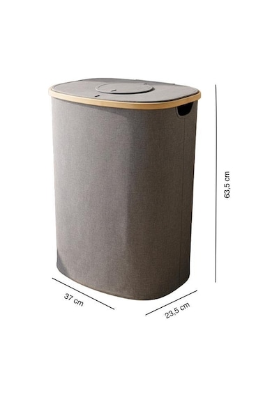 Digithome Bambu Kirli Çamaşır Sepeti Kapaklı Banyo Düzenleyici Sepet 37x23,5 Cm Kahverengi