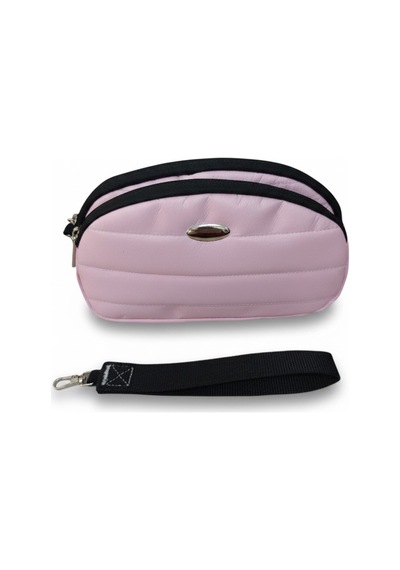 Newish Polo Portföy Stil Çift Gözlü Makyaj Ve El Çantası-dokulu Model Pembe