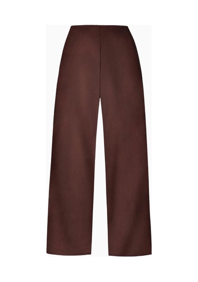 Because Of Alice Formal Satin Straight Leg Trousers Saten Düz Paça Kadın Pantolon Koyu Kahverengi