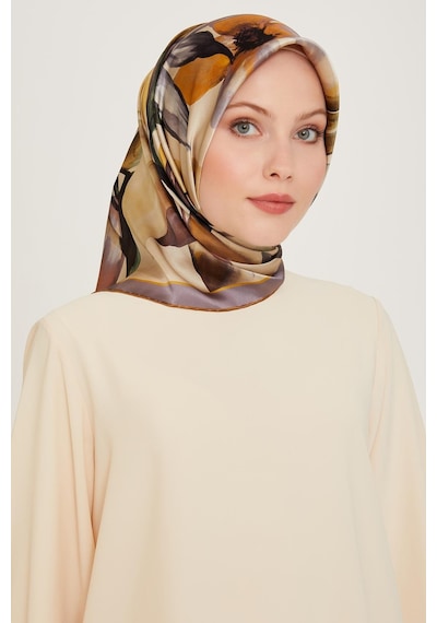 Armine İpek Eşarp 2025 Kış - 9205-04 Twill - Krem Yeşil