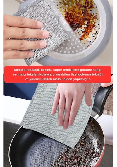 Mainshop Çok Fonksiyonlu Çizilmez Tel Bulasik Bezi Çelik Tel Bulasik Havlusu 5 Adet