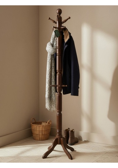 Ahşap Askılık, Elbise, Ceket Ve Mont Askılığı, Modern Askılık, Ayaklı Askılık Kahverengi