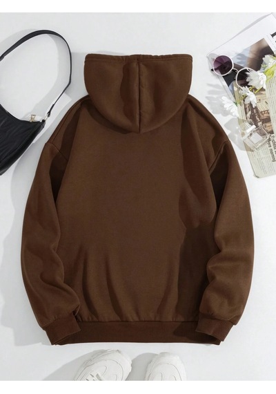 Uyguntarz Unisex Classical Baskılı Oversize Sweatshirt Kahverengi