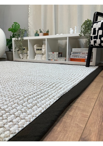 Saraz Halı Kumaş Bordür Gri Bukle Antrasit Bordür Halı Salon Koridor Mutfak Çocuk Odası Halısı Kilim S267 Kahve