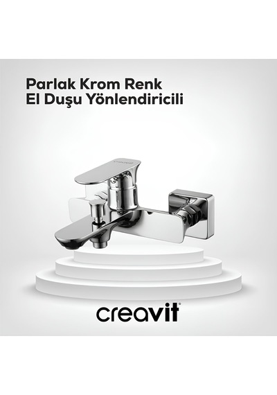 Creavit Pure Lavabo Banyo Eviye Bataryası 3'lü Set PR1500-PR2500-PR8501 Krom