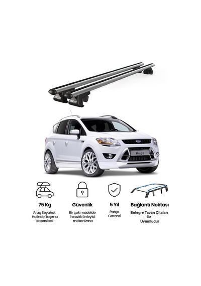 Venüs Ford Kuga 2008-2012 Uyumlu Gri Ara Atkı Port Bagaj Tavan Barı