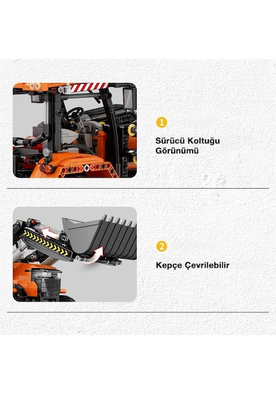 Reobrix Technic 22024 Kepçeli Traktör Loading Tractor Kumanda&motorlu Yaratıcı Yapı Blok Seti Building Blocks- 1496 Parça