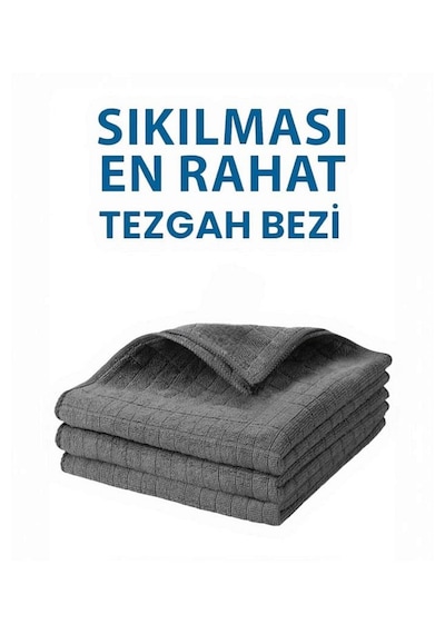 3 Lü Mikrofiber Temizlik Bezi Çok Amaçlı, Yüksek Emicilik, Iz Bırakmaz Gri