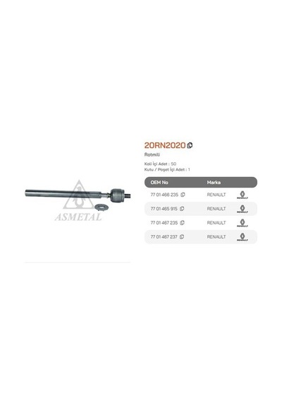 Asmetal 20rn2020 Rotmili Sağ Sol R16 7701462540part