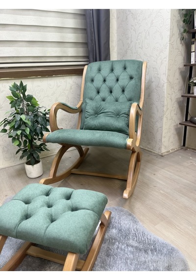 Asedia Rustik Naturel Natura Fıstık Yeşili Sallanan Sandalye Dinlenme Koltuğu