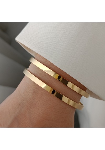 Lente Aksesuar Çelik Gold 2'li Set Ajda Bilezik 4mm Altın - Çelik