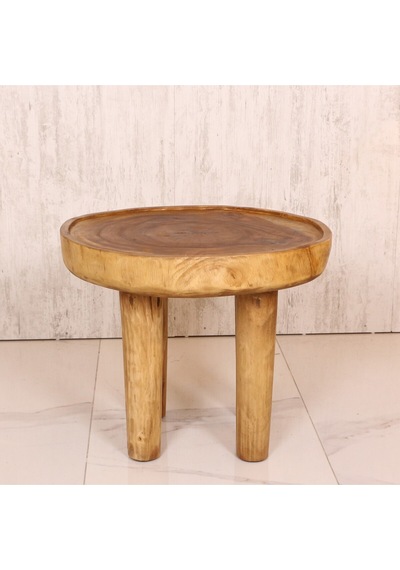 Doğal Teak Ağacı Sehpa 65x55 Cm Bej