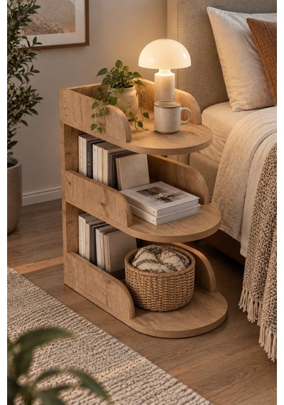 Sulorahome Yan Sehpa 60x43 Cm Açık Ceviz