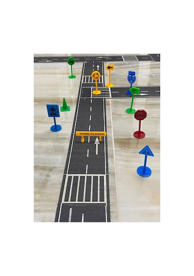 Otobant Eğitici Ve Eğlenceli Yol Yapım Bandı Ve Trafik Işaretleri 10'lu Set - Road Tape Oyun Bandı