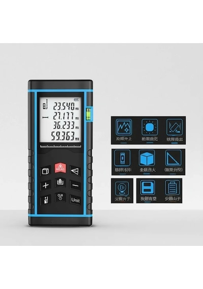 40 Metre Hassas Lazermetre Ölçer Lcd Dijital Ekran Su Terazili Lazerli Mesafe Ölçüm Cihazı