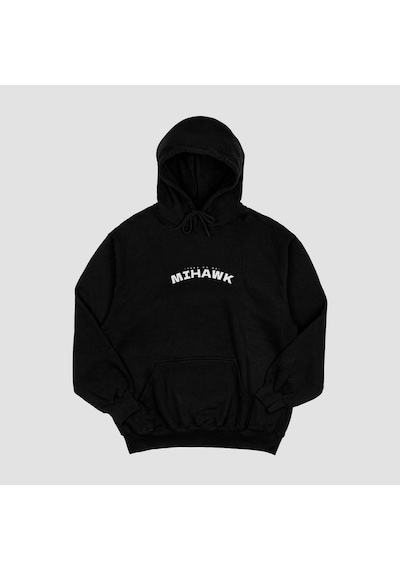 Unisex Siyah Mihawk Baskılı Hoodie Oversize Kapşonlu Sweatshirt Siyah