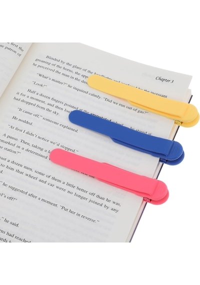 3 Lü Otomatik Kitap Ayıracı Akıllı Silikon Yer İmi Klips Seti, Okuma Severler İçin Pratik Kitap Aksesuarı Çok Renkli