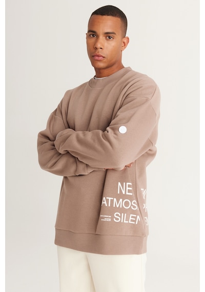 AC&Co / Altınyıldız Classics Erkek Bej Oversize Fit Bol Kesim İçi Polarlı Pamuklu Baskılı Sweatshirt Bej AC&Co / Altınyıldız Classics Erkek Bej Oversize Fit Bol Kesim İçi Polarlı Pamuklu Baskılı Sweatshirt Bej