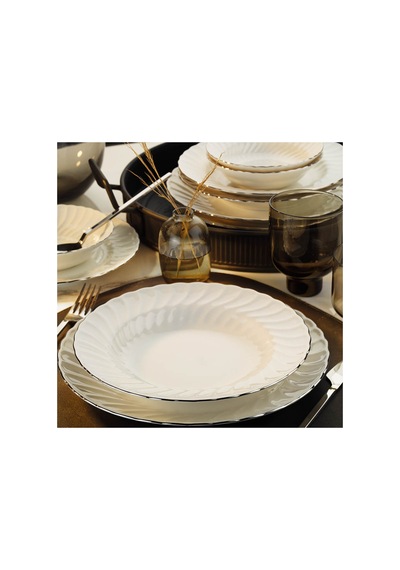 Bone Lılyum 6 Parça 21cm Pasta Tabak Platın Fılelı Beyaz-platin