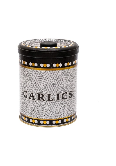 Mosaic Garlics Desenli Yuvarlak Metal Sarımsaklık, 14 X 18 Cm, 2.5 Lt