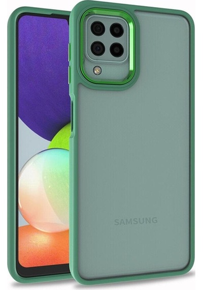 Samsung Uyumlu Galaxy M22 Kılıf Zore Flora Kapak Yeşil