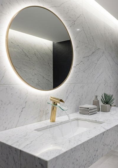 Cam Şelale Gold Lavabo Bataryası Altın - Gold