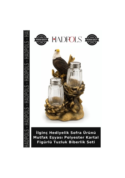 İlginç Hediyelik Sofra Ürünü Mutfak Eşyası Polyester Kartal Figürlü Tuzluk Biberlik Seti Çok Renkli