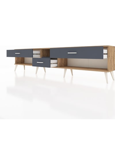 Arges Tv Ünitesi Tek Raflı 3 Çekmeceli 220x30x51 Çam-antrasit Antrasıt/antrasıt - Atlas Çam Arges Tv Ünitesi Tek Raflı 3 Çekmeceli 220x30x51 Çam-antrasit Antrasıt/antrasıt - Atlas Çam