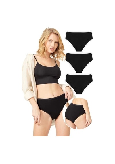 Cottonhill Basic Siyah Renk %95 Pamuklu Geniş Kenarlı Külot Siyah