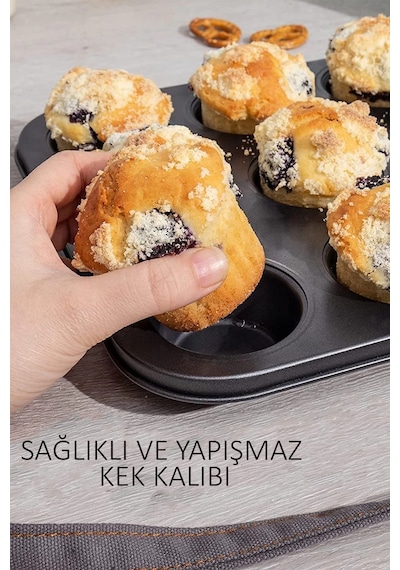 2'li Set Muffin Kalıbı 12li Fırın Mini Kek Browni Kekstra Kalıbı Cupcake Ülü Çok Renkli