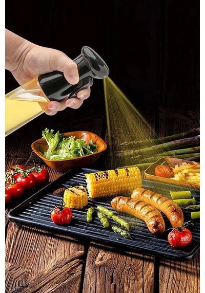 Cam Sprey Yağdanlık Püskürtmeli Sprey Şişe Airfryer Ayçiçek Zeytinyağı Sirkelik 200 Ml Turuncu Diğer