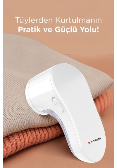 Torima Şarjlı Tüy Ve Tiftik Temizleme Makinesi 6 Bıçaklı Yedek Bıçaklı Güçlü Performans Beyaz