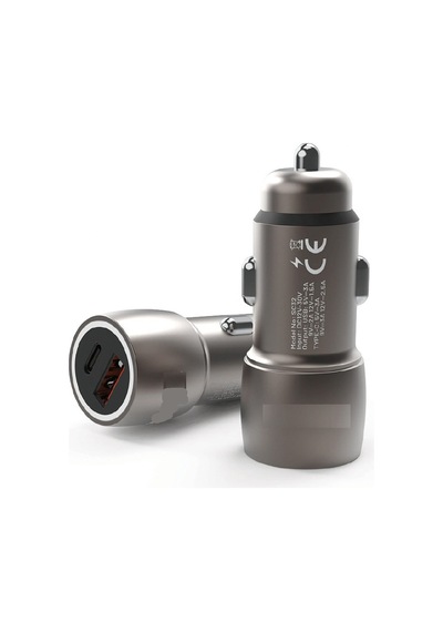 3.1a 30w Pd Q.c. 3.0 1xtype-c + 1xusb-a Çıkışlı Hızlı Araç Şarj Cihazı - Metalik Füme