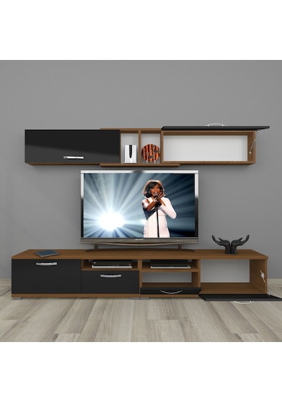 Decoraktiv Eko 5220 Slm Krom Ayaklı Tv Ünitesi Tv Sehpası Ceviz - Siyah