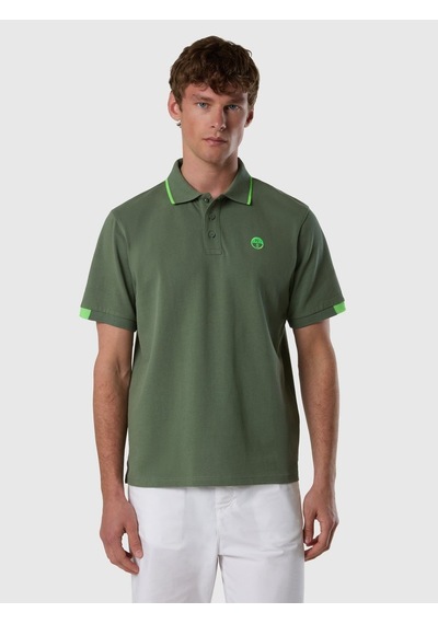 North Sails Kontrast Şertili Kısa Kollu Erkek Polo Yaka T-shirt-33501 Yeşil