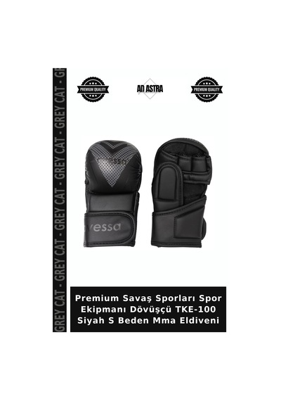 Premium Savaş Sporları Spor Ekipmanı Dövüşçü Tke-100 Siyah S Beden Mma Eldiveni