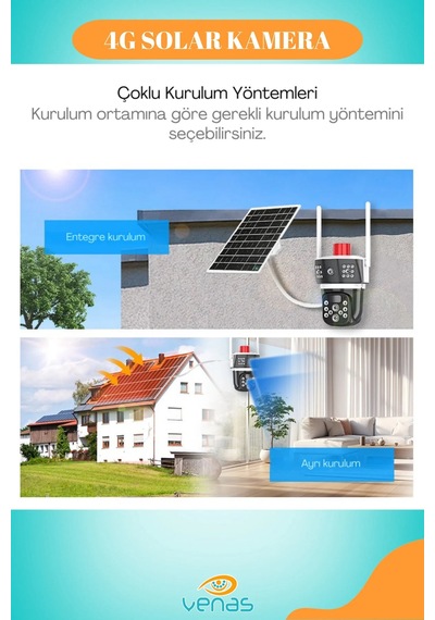 Solar Panel Dahil 4g Destekli 10x Zoom Full Hd Çift Lens Akıllı Güvenlik Kamerası
