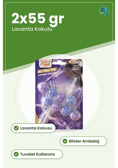 Wc Blok Lavanta Kokulu Temizleyici 2x55 Gr Tuvalet Koku Giderici