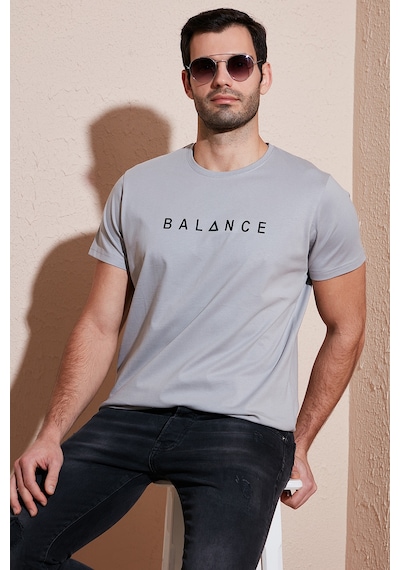 Buratti Pamuklu Slim Fit Bisiklet Yaka Erkek T Shirt 541Balance Açık Gri