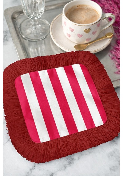 Kırmızı Beyaz Çizgili Saçaklı Dekor Peçetesi - Canlı Modern Kırmızı Saçak Bardak Altlığı Mendil Pastel Kumlu Menekşe Kırmızı Beyaz Çizgili Saçaklı Dekor Peçetesi - Canlı Modern Kırmızı Saçak Bardak Altlığı Mendil Pastel Kumlu Menekşe