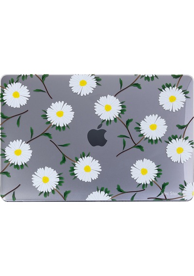 Apple Uyumlu MacBook Air Kılıf 13.6 İnç M2-m3, Flower-01nl Touchıd'li Air M2-m3 A2681 A3113 İle Yeşil Sarı